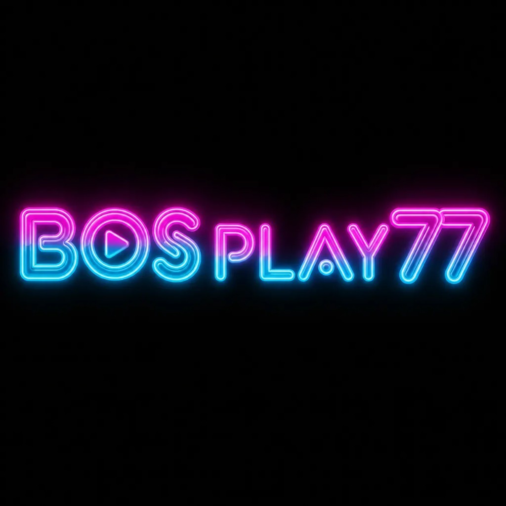 BOSPLAY77 - Neon Play Button di Huruf O, Pink ke Cyan