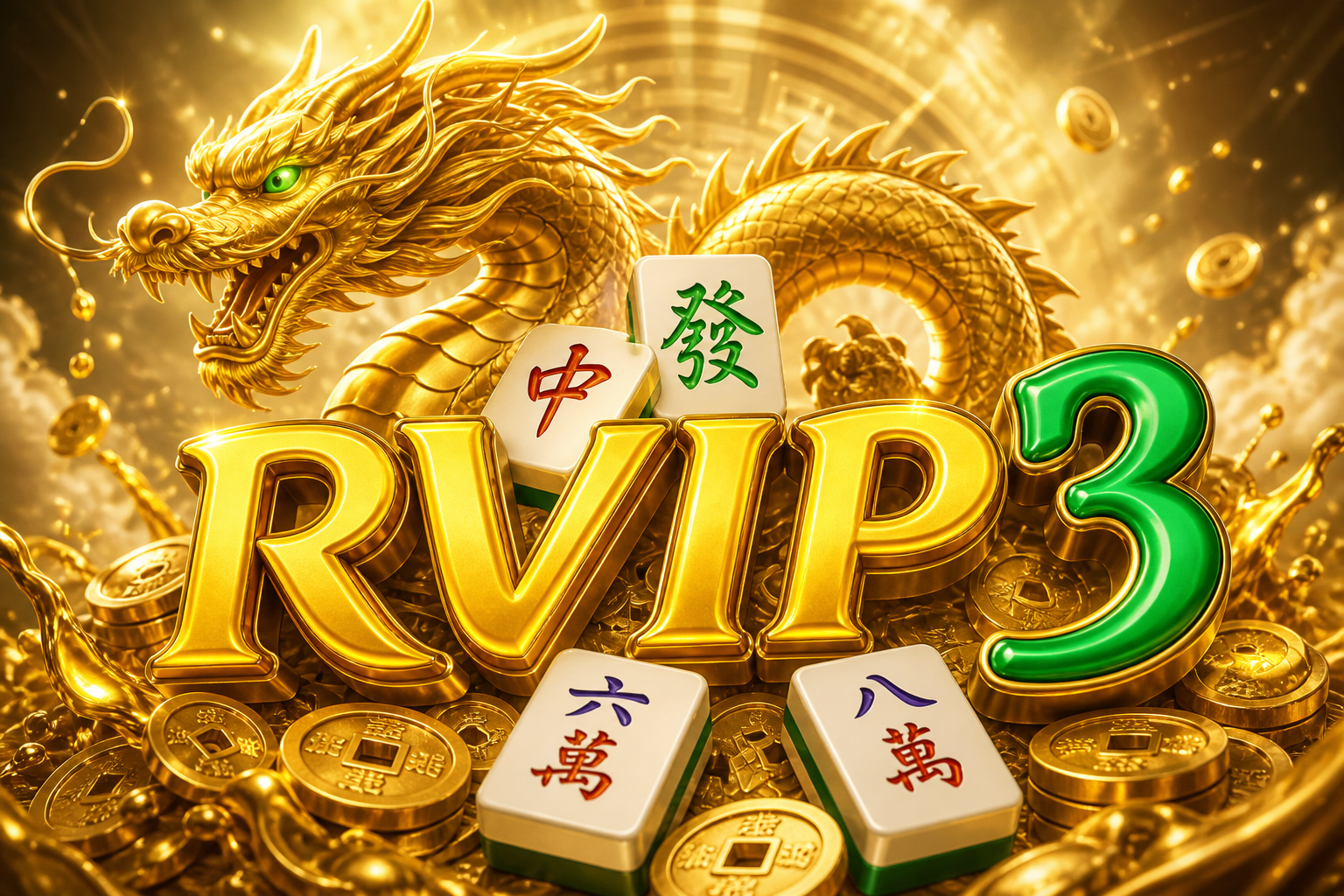 RVIP3: naga emas, mahjong Zhong Fa, RVIP3.